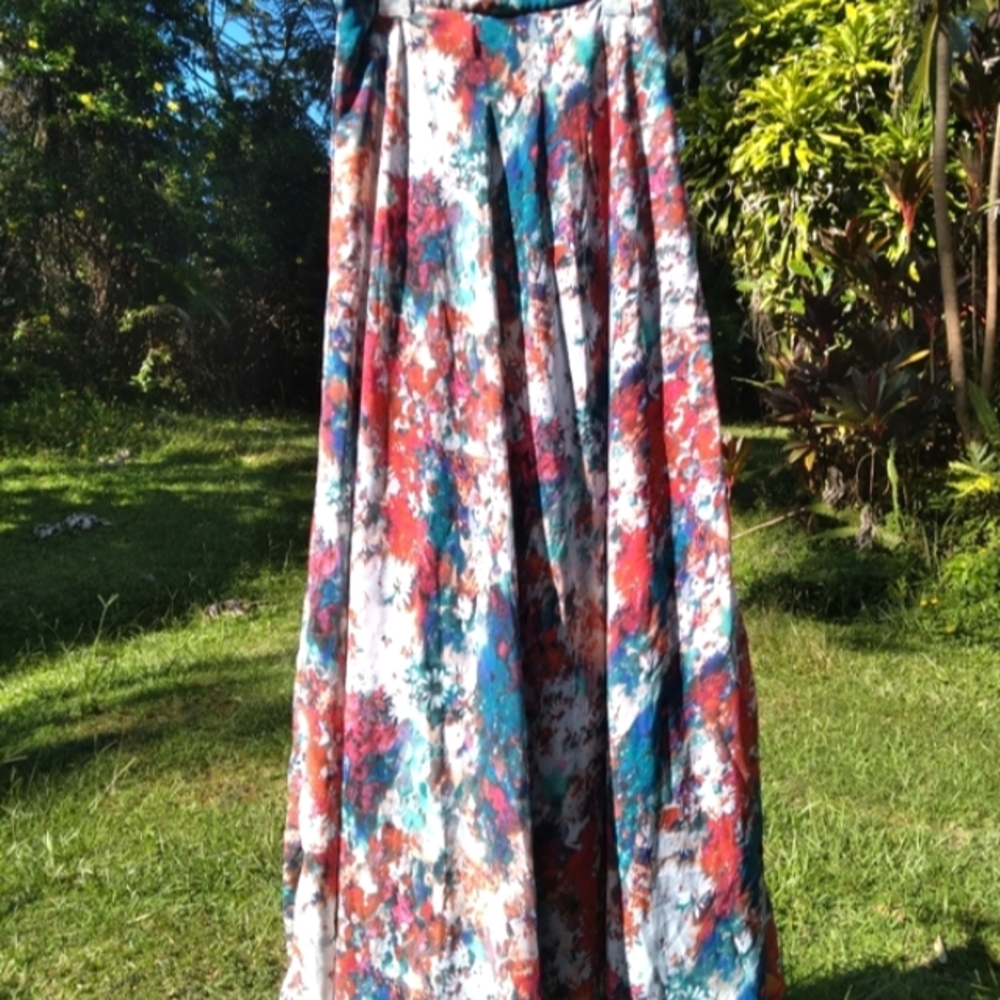 LA HEARTS Multicolored Floral Long Flowy Maxi Skirt
